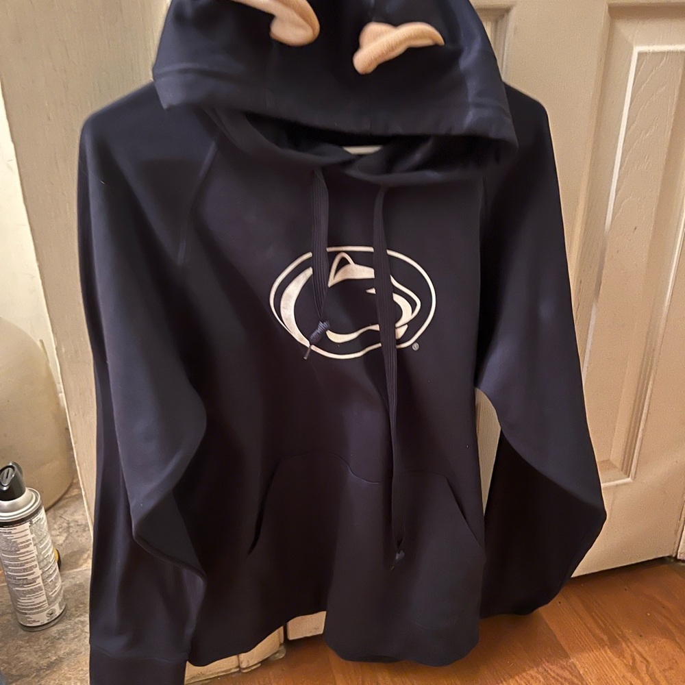 Penn State lion ear hoodie with pocket.